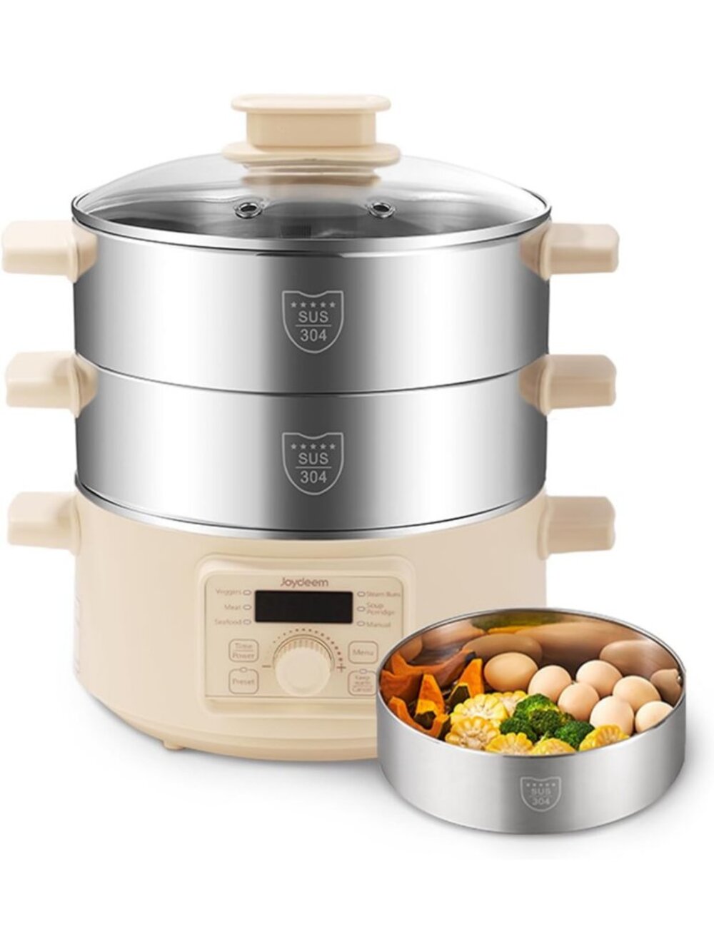 2-Tier Stainless Steel Electric Food Steamer - Large 13L Capacity for Healthy